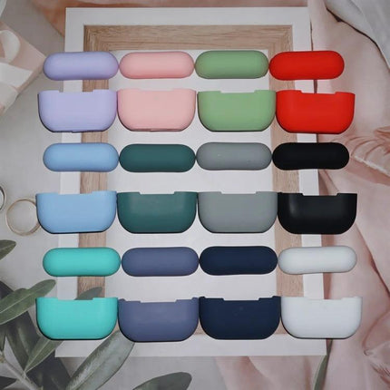 Silicone Case Protects AirPods During Daily Outings - colorful lightweight silicone AirPods cases arrayed in rows