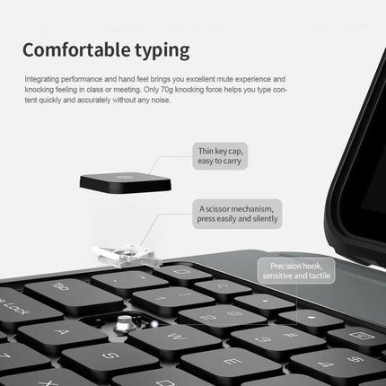 Nillkin Bumper Combo Keyboard Case for iPad Pro 12.9 showcasing thin key caps, scissor mechanism and precision hooks for comfortable typing