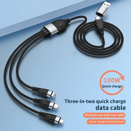 Multi-Device Charging Cable for Everyday Home and Travel Use - braided three-in-one quick charge cable with USB-A to Lightning/USB-C/Micro-USB