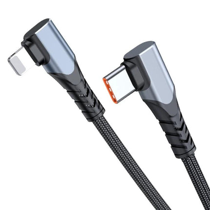 Compact Cable for Daily Phone Charging and Connections with 90-degree elbow braided cable for desk or commuting use