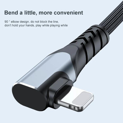Compact Cable for Daily Phone Charging and Connections with 90-degree elbow connector, braided durable cable for desk or commuting use