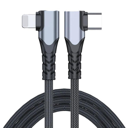 Compact Cable for Daily Phone Charging and Connections with 90-degree elbow, braided durable cable for desk or commuting use