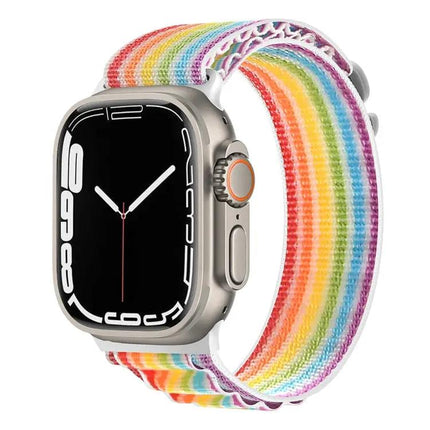 Nylon Watch Band Silver Buckle For Apple Watch 38-49mm