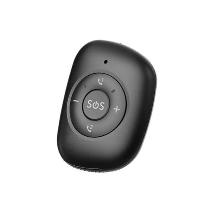 Waterproof GPS Tracker for Seniors with Emergency SOS Button showing compact black device with SOS button and volume controls