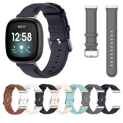 Genuine Leather Watch Band For Fitbit Versa 3 Sense 23mm