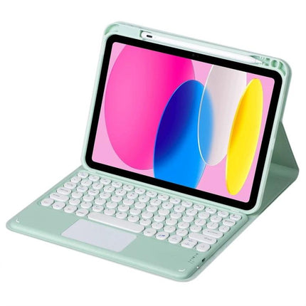 Leather Case with Bluetooth Keyboard for iPad 10th Generation 10.9-Inch in mint green showing protective folio and integrated keyboard for on-the-go typing