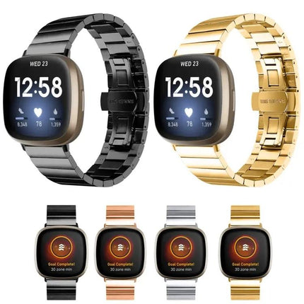 Metal Butterfly Buckle Watch Band For Fitbit Versa 3/4 Sense