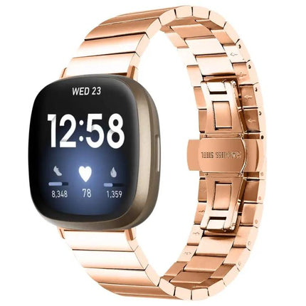 Metal Butterfly Buckle Watch Band For Fitbit Versa 3/4 Sense