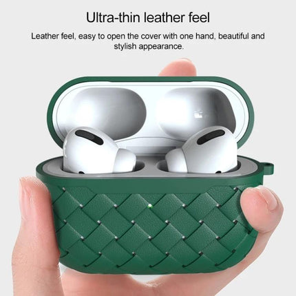 Daily Protective Case for AirPods During Everyday Use - green ultra-thin TPU woven leather-feel case protecting AirPods with easy one-hand opening