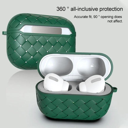 Daily Protective Case for AirPods During Everyday Use - green woven TPU case protects AirPods from scratches, dirt and allows charging on the go