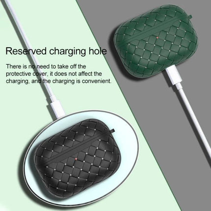 Daily Protective Case for AirPods During Everyday Use - woven TPU charging-friendly case with reserved charging hole in black and green