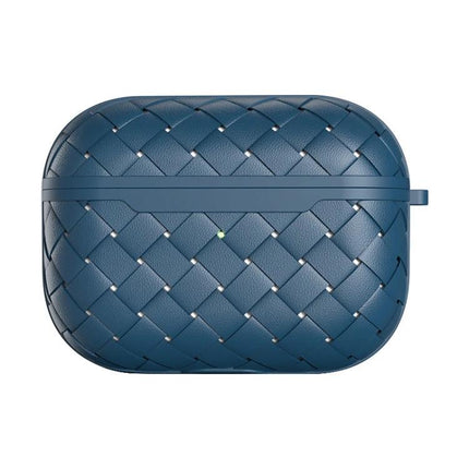 Daily Protective Case for AirPods During Everyday Use - blue woven TPU protective AirPods case with LED cutout and slim charging access