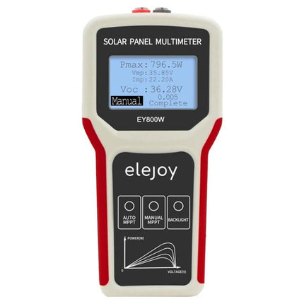 Solar Panel Multimeter for Power Supply Testing with 800W Capacity handheld tester showing readings on display