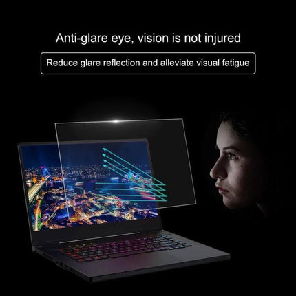 Tempered Glass Screen Protector for 15.6-Inch ASUS Laptops showing anti-glare layer reducing reflections and smudges on laptop display