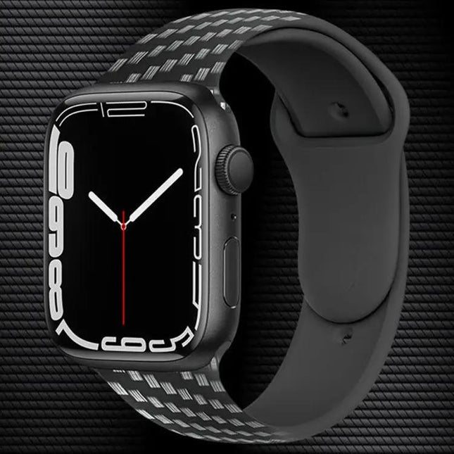 Carbon Fiber Silicone Apple Watch Band Compatible 38-49mm | Syndmart