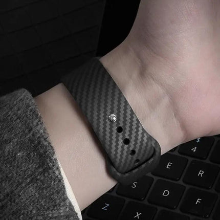 Carbon Fiber Silicone Apple Watch Band Compatible 38-49mm