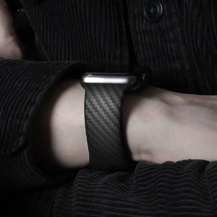 Carbon Fiber Silicone Apple Watch Band Compatible 38-49mm