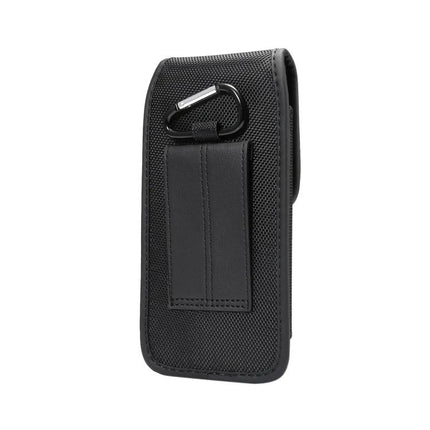 Practical Nylon Waist Bag With Card Slot – black nylon oxford, belt clip and carabiner for hands-free phone and card storage