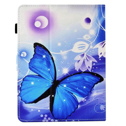 Protective TPU Leather Case for Samsung Galaxy Tab A7 Lite with blue butterfly floral print flip stand cover