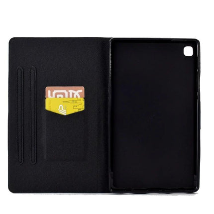 Pressed TPU Leather Protective Case for Samsung Galaxy Tab A 8.0 with card slot and flip stand, black protective folio case