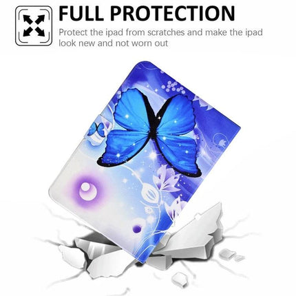 Pressed TPU Leather Protective Case for Samsung Galaxy Tab A 8.0 - blue butterfly flip stand, card slot, full protection