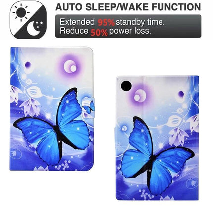 Protective TPU Leather Case for Huawei MatePad T 10 and T 10s blue butterfly flip stand auto sleep/wake cover