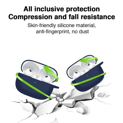 Silicone Case Protects Earphones in Daily Commutes and Activities - navy silicone protective case for wireless earbuds, shockproof and dust‑resistant