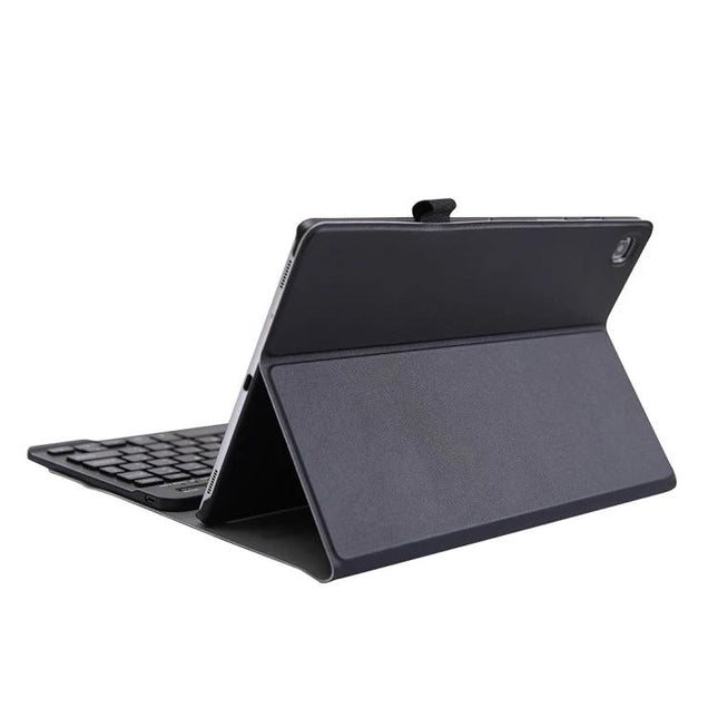 Protective Case with Bluetooth Keyboard and Stand for Galaxy Tab A 8.4 T307 in black, foldable stand and detachable keyboard for typing and viewing