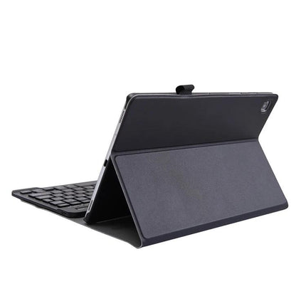 Galaxy Tab S6 Lite 10.4 Bluetooth Keyboard Protective Case with Stand showing foldable front cover stand and detachable Bluetooth keyboard