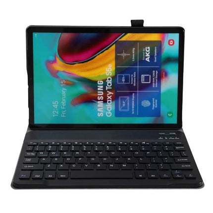 Galaxy Tab S6 Lite 10.4 Bluetooth Keyboard Protective Case with Stand shown open with tablet upright and detachable Bluetooth keyboard