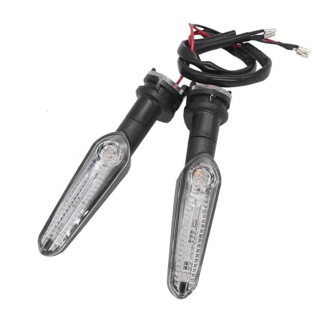 LED Turn Signal Lights for Yamaha Motorcycles, One Pair - slim black LED indicators with wiring, durable ABS/PC/PA construction for front or rear visibility