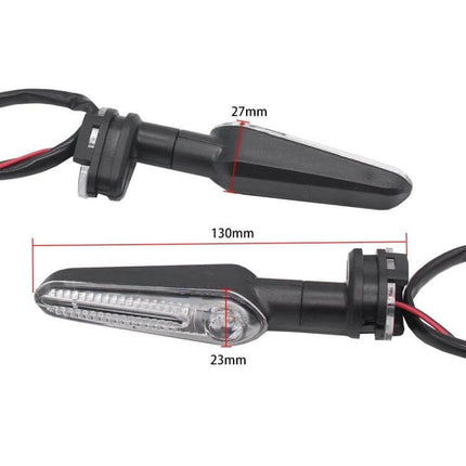 LED Turn Signal Lights for Yamaha Motorcycles, One Pair - slim black LED indicators 130mm with wiring for front or rear mounting