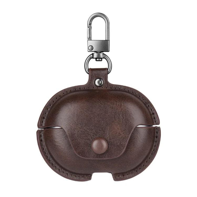Protective Leather Case for Everyday Earbud Travel Needs - brown PU leather keychain earbud case protecting from scratches and drops