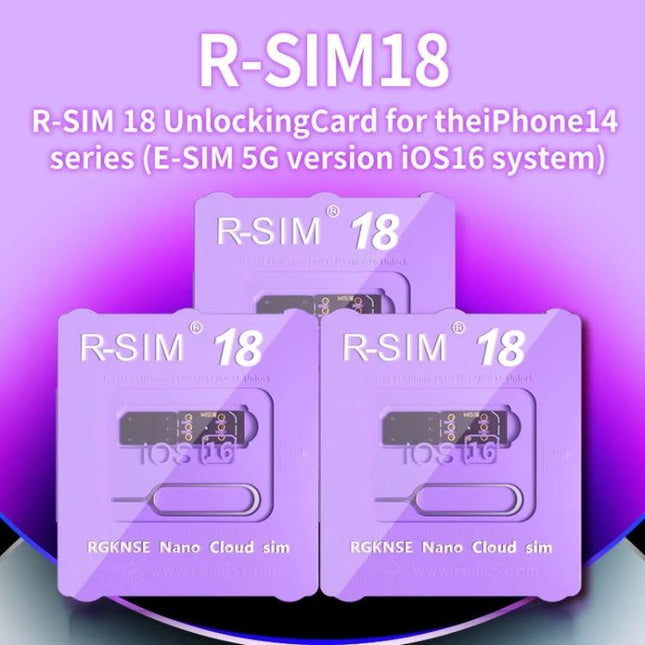 R-SIM 18 Card for Effortless iPhone SIM Management - purple R-SIM 18 unlocking card pack for iOS16 iPhone users