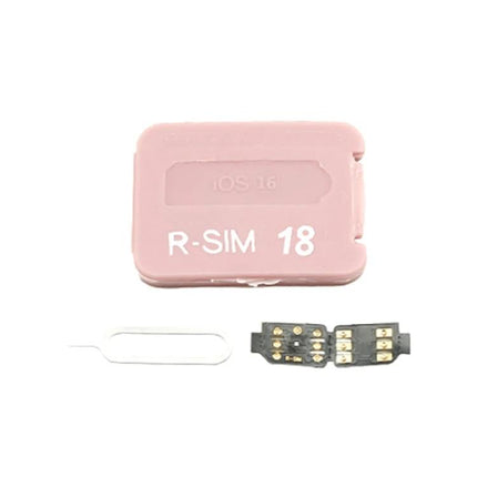 R-SIM 18+ Universal Card for iPhone SIM Switching and Travel - pink R-SIM 18 adapter with ejector pin and SIM chip for travel unlocking