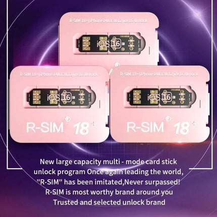 R-SIM 18+ Universal Card for iPhone SIM Switching and Travel - pink multi-mode SIM unlock card for iOS16 travelers