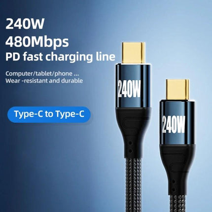 Durable Type-C Cable for Everyday Device Charging Needs showing 240W PD 3.1 Type-C to Type-C braided fast charging cable