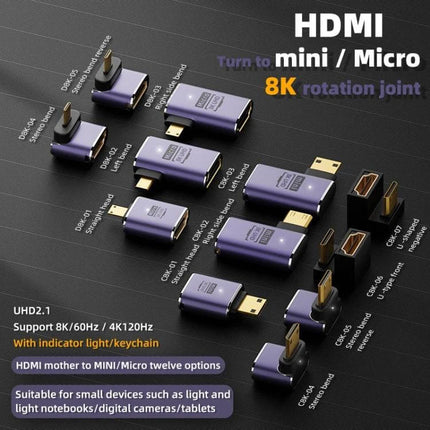 HDMI to Micro HDMI Adapter for Everyday Device Connections – purple 8K rotating joint adapters for TVs, tablets, cameras and mobile streaming