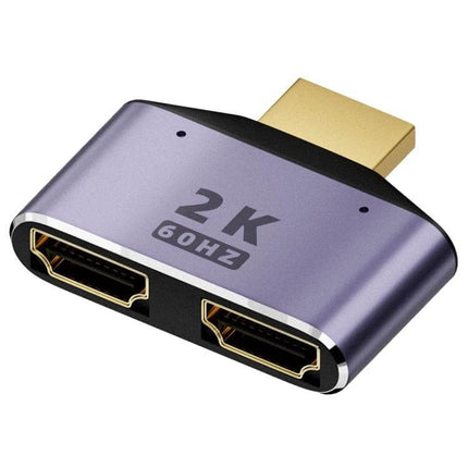 HDMI Adapter with Indicator Lights for Device Connections - gold-plated 2K 60Hz dual HDMI port adapter for laptops and gaming consoles