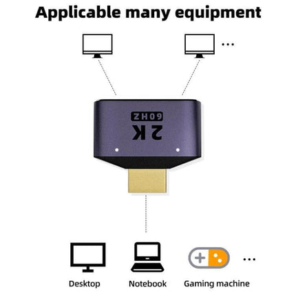 HDMI Adapter with Indicator Lights for Device Connections showing gold-plated HDMI plug and indicator lights for desktop notebook and gaming machine use