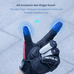 Enhanced Touch Screen Motorcycle Gloves with Carbon Fiber Protection - Shock-Absorbing Leather Design