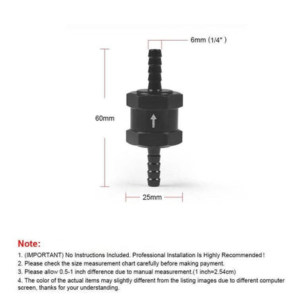 Car Fuel Check Valve One Way For 6-12mm Fuel Lines compact inline aluminum one-way valve for carburetor and low-pressure fuel systems, 6mm–12mm