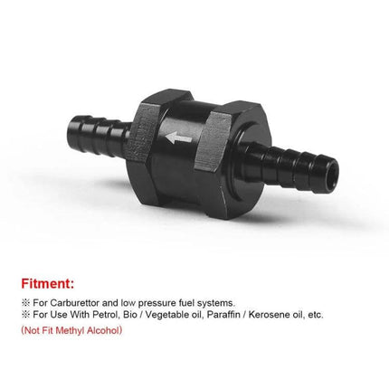 Car Fuel Check Valve One Way For 6-12mm Fuel Lines compact aluminum inline check valve preventing backflow for carburetor and low-pressure fuel systems