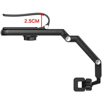 Multifunctional Car Sun Visor Mobile Phone Holder Green - black adjustable arm with 2.5cm clip, 1080-degree rotation, folds compact for car or desk use