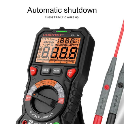 Habotest Handheld Digital Multimeter for Everyday Electrical Checks - handheld digital multimeter with large backlit display and probes
