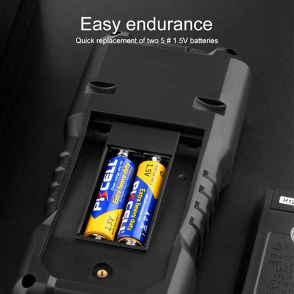 Habotest Handheld Digital Multimeter for Everyday Electrical Checks - rear battery compartment showing two 1.5V batteries for easy endurance