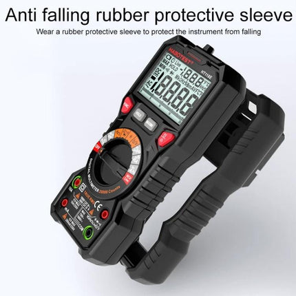 HABOTEST Handheld Digital Multimeter for Electrical Testing — rugged handheld multimeter with rubber protective sleeve, large LCD and rotary dial