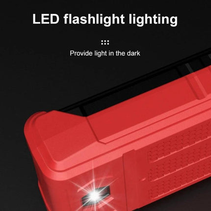 HABOTEST Mini Digital Multimeter for Electrical Measurements showing built-in LED flashlight lighting on red compact multimeter