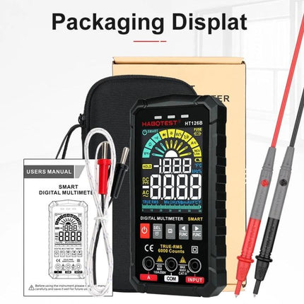 HABOTEST Digital Multimeter for Everyday Electrical Testing compact true-RMS multimeter with probes, manual, and carrying case