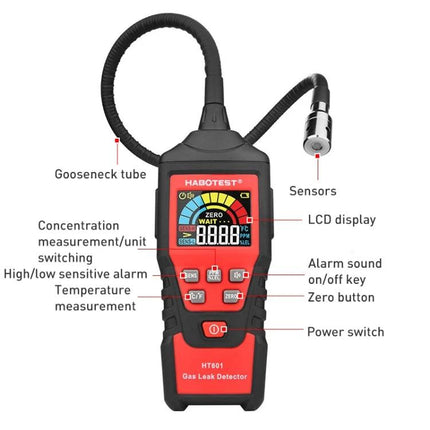 HABOTEST Combustible Gas Leak Detector for Household Safety handheld gas leak detector with gooseneck sensor and LCD display